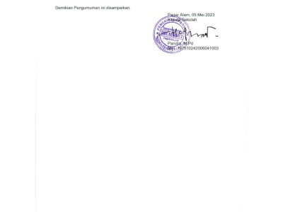 PENGUMUMAN KELULUSAN TAHUN 2022/2023